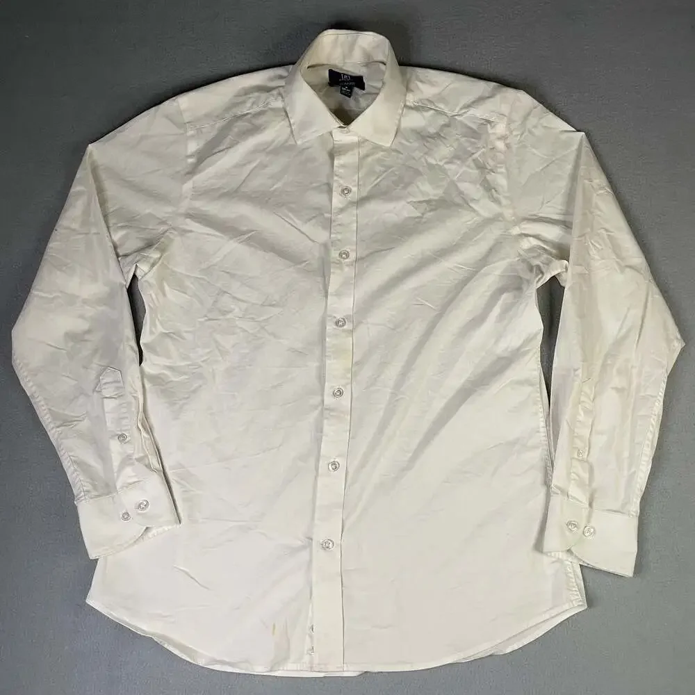 George Slim Fit Long Sleeve White Button-Down Dress Shirt size men’s M 38-40